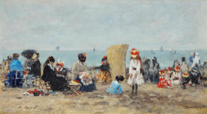 Eugène Louis Boudin - Scene at the Beach in Trouville, 1881