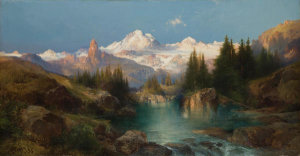 Thomas Moran - A Snowy Mountain Range (Path of Souls, Idaho), 1896