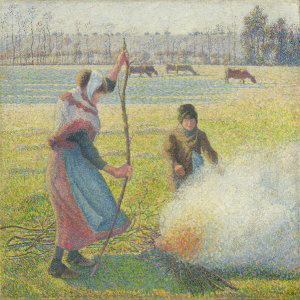 Camille Pissarro - Hoar-Frost, Peasant Girl Making a Fire, 1888