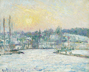Camille Pissarro - View of Bazincourt, Snow Effect, Sunset, 1892