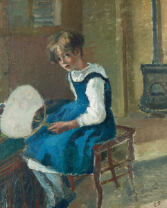 Camille Pissarro - Jeanne Pissarro (Minette) Holding a Fan, about 1874