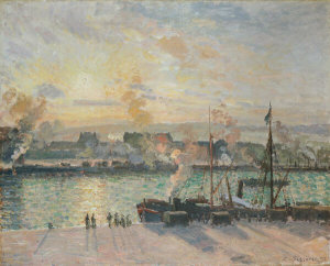 Camille Pissarro - Sunset, Port of Rouen (Steamboats), 1898