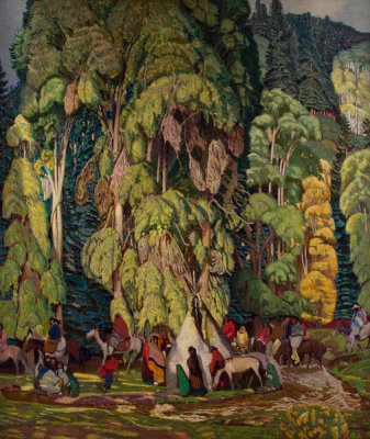 Ernest L. Blumenschein - Landscape with Indian Camp, 1920