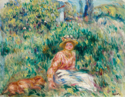 Pierre-Auguste Renoir - Young Woman in a Garden or Woman and Rip on the Grass, about 1916