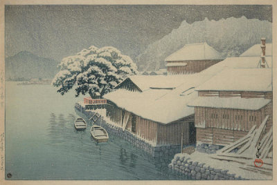 Hasui Kawase - Evening View at Ishinomaki, 1936
