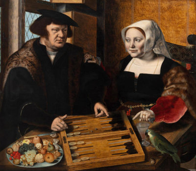 Jan van Hemessen - Double Portrait of a Husband and Wife Playing Tables, 1532