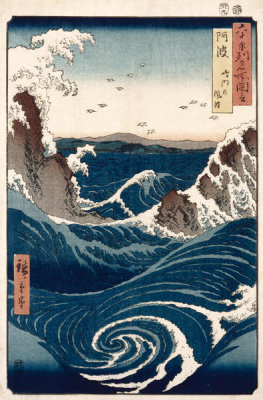Ando Hiroshige - Wave and Whirlpool at Awa Naruta Rapids, c. 1853