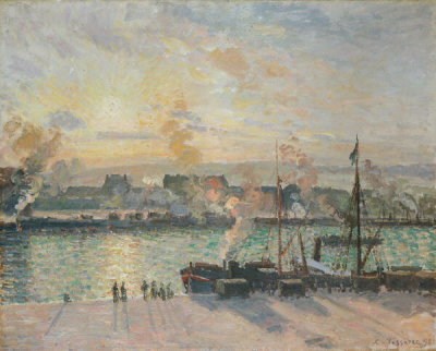 Camille Pissarro - Sunset, Port of Rouen (Steamboats), 1898